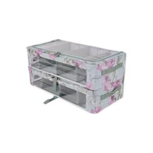 Periea 2-Piece Large Slim Storage Boxes with Gliders Green Floral